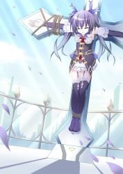 Rule 34 | 10s, 1girl, bad id, bad pixiv id, bdsm, black hair, bondage, bound, breasts, cross, crucifixion, day, closed eyes, long hair, medium breasts, neptune (series), noire (neptunia), sky, solo, twintails, whitey