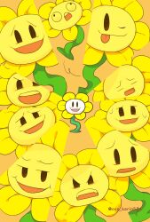Rule 34 | 1other, ;p, absurdres, angry, black eyes, d:, expressions, flower, flowey (undertale), golden flower (undertale), highres, nervous smile, one eye closed, open mouth, oso karin524, smile, smug, sweat, nervous sweating, teasing, tongue, tongue out, twitter username, undertale, wall-eyed, wide-eyed, yellow flower, yellow theme