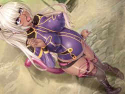 Rule 34 | 1girl, blonde hair, blush, bodypaint, breasts, crying, cum, curvy, dark-skinned female, dark skin, dildo, egg vibrator, embarrassed, female focus, fucked silly, game cg, kagami hirotaka, kangoku senkan, kangoku senkan 3, kila kushan, large breasts, lilith-soft, long hair, moaning, nipples, nude, open mouth, painted clothes, peeing, pink eyes, pussy juice, saliva, sex toy, shiny skin, solo, standing, stomach bulge, sweat, tears, tongue, tongue out, twintails, vibrator, wet