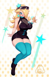 Rule 34 | 1girl, alternate costume, blonde hair, breasts, large breasts, little blood, mario (series), one eye covered, rosalina, super mario galaxy