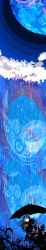 Rule 34 | abstract, absurdres, blue theme, cloud, highres, kazaana, long hair, long image, psychedelic, rain, solo, star (symbol), tall image, umbrella