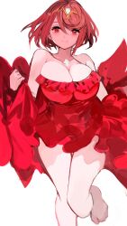 Rule 34 | 1girl, absurdres, alternate costume, breasts, dress, highres, large breasts, pyra (xenoblade), red dress, red eyes, red hair, solo, tarbo (exxxpiation), xenoblade chronicles (series), xenoblade chronicles 2