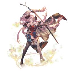 Rule 34 | 1girl, asymmetrical footwear, black footwear, blue eyes, boots, brown gloves, cape, china dress, chinese clothes, draph, dress, gloves, granblue fantasy, hair over one eye, hands up, high heels, holding, holding sword, holding weapon, horns, legs apart, long hair, looking at viewer, minaba hideo, mismatched footwear, narmaya (granblue fantasy), official art, one eye covered, pink hair, pointy ears, red dress, solo, standing, sword, thigh boots, transparent background, two-sided cape, two-sided fabric, weapon, white footwear