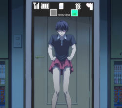 Rule 34 | aito yuuki, cellphone, clothes lift, crossdressing, mangaka-san to assistant-san to, phone, pleated skirt, screencap, skirt, skirt lift, stitched, third-party edit