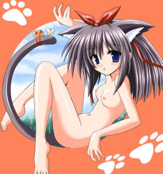 Rule 34 | 1girl, animal ears, bell, cat ears, cat tail, completely nude, jingle bell, navel, nipples, nude, solo, tail, tail bell, tail ornament, tongue, tongue out, waiai