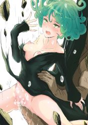 Rule 34 | 1boy, 1girl, absurdres, b-kun (blackenbad), black dress, breasts, censored, clothes lift, cum, cum in pussy, cumdrip, curly hair, dress, dress lift, green eyes, green hair, hetero, highres, md5 mismatch, mosaic censoring, nipples, off shoulder, one-punch man, open mouth, penis, resolution mismatch, rock, sex, short hair, small breasts, solo focus, source smaller, tatsumaki, tears, telekinesis, vaginal, wavy mouth