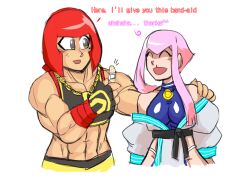 Rule 34 | 2girls, bandaid, blood, blood on face, capcom, charge sol, manon legrand, marisa (street fighter), meme, multiple girls, muscular, muscular female, nosebleed, pink hair, red hair, short hair, street fighter, street fighter 6, tagme