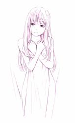 Rule 34 | 1girl, frown, head tilt, long hair, monochrome, original, simple background, sketch, solo, standing, traditional media, white background, yoshitomi akihito