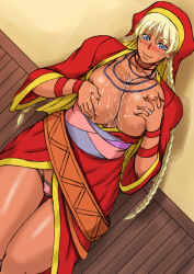 Rule 34 | 1girl, bad id, bad pixiv id, belt, blonde hair, blue eyes, blush, braid, grabbing another&#039;s breast, breasts, breasts squeezed together, capcom, cleavage, covered erect nipples, cum, cum on body, cum on breasts, cum on upper body, dark-skinned female, dark skin, deep skin, dutch angle, female pubic hair, grabbing, groin, hakan&#039;s wife, hat, huge breasts, jewelry, large breasts, long hair, lowleg, lowleg panties, mature female, necklace, nipples, no bra, oil, open clothes, panties, papepox2, pink panties, pubic hair, sash, smile, solo, street fighter, street fighter iv (series), thigh gap, twin braids, underwear