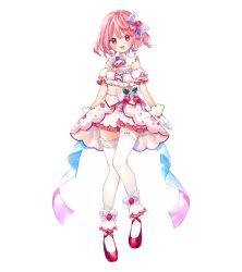 Rule 34 | 1girl, ana (rznuscrf), blush, bow, detached collar, detached sleeves, frills, full body, gloves, hair bow, indie virtual youtuber, maisaki berry, navel, official art, open mouth, pink eyes, pink hair, puffy short sleeves, puffy sleeves, red footwear, second-party source, short sleeves, two side up, virtual youtuber, white background, white gloves, white legwear