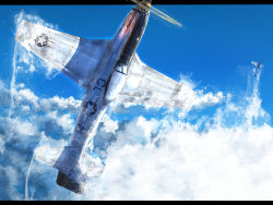 Rule 34 | aircraft, airplane, cloud, day, escort fighter, highres, karo-chan, military, no humans, original, p-51 mustang, sky, vehicle focus, world war ii