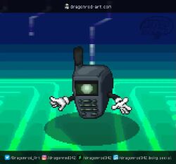 Rule 34 | animated, attack, digimon, digimon (creature), digimon legendary skies, floating, gloves, looking at viewer, mobile phone, mobilemon, pixel art, shadow, solo, video