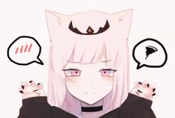 Rule 34 | 1girl, animal ears, animated, black choker, black nails, blinking, blush, cat ears, choker, claw pose, daiishori, ear wiggle, hololive, hololive english, kemonomimi mode, long hair, looking at viewer, mori calliope, nail polish, pink eyes, pink hair, simple background, sleeves past wrists, solo, spoken blush, spoken squiggle, squiggle, tiara, upper body, video, virtual youtuber, white background