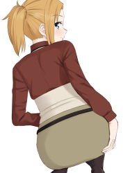 Rule 34 | 1girl, all fours, ass, bent over, blonde hair, from above, legs, looking at viewer, looking back, mature female, medium hair, mushoku tensei, ponytail, skirt, thighs, zenith greyrat