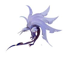 Rule 34 | animal, creature, feathers, highres, kamikiririp, no humans, original, purple feathers, purple tail, solo, talons, white background, wings