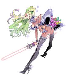Rule 34 | 1girl, ass, bent over, blonde hair, boots, breasts, cleavage, high heel boots, high heels, highres, kimmy howell, leotard, mixed-language commentary, multicolored hair, no more heroes, no more heroes 3, official art, shimazaki mari, simple background, smile, solo, sparkle, stuffed toy, thigh boots, thighhighs, two-tone hair