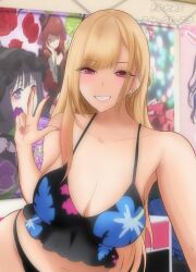 Rule 34 | absurdres, blonde hair, breasts, highres, kitagawa marin, large breasts, long hair, peace symbol, room, smile, sono bisque doll wa koi wo suru