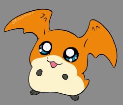 Rule 34 | blue eyes, digimon, fusion, grey background, hamtaro, hamtaro (series), highres, patamon, simple background, tail, wings