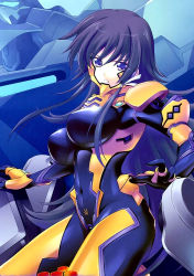Rule 34 | bodysuit, breasts, fortified suit, highres, large breasts, long hair, muv-luv, muv-luv alternative, muv-luv total eclipse, pilot suit, tagme, takamura yui