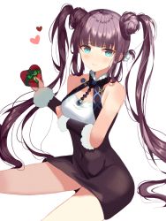 Rule 34 | 1girl, bad id, bad pixiv id, bare shoulders, black dress, blue eyes, blunt bangs, blush, box, breasts, closed mouth, covered navel, detached sleeves, double bun, dress, fate/grand order, fate (series), gift, gift box, hair bun, hair ornament, heart, heart-shaped box, holding, holding gift, jewelry, long hair, looking at viewer, medium breasts, pendant, purple hair, shaffelli, short dress, sidelocks, simple background, sitting, smile, solo, thighs, twintails, valentine, very long hair, white background, yang guifei (fate), yang guifei (first ascension) (fate)