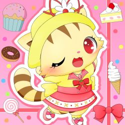 Rule 34 | artist request, cat, character request, furry, highres, jewelpet, jewelpet (series), one eye closed, open mouth, red eyes