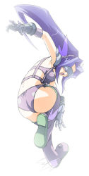 Rule 34 | 1girl, ass, boots, butterfly wings, digimon, digimon (creature), digimon frontier, fairimon, full body, gloves, insect wings, long hair, open mouth, purple hair, simple background, solo, thigh boots, thighhighs, visor, white background, wings