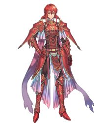 Rule 34 | 1girl, armor, armored boots, armored dress, boots, breastplate, fire emblem, fire emblem: mystery of the emblem, fire emblem: shadow dragon, fire emblem heroes, full body, gauntlets, gloves, hand on own hip, headband, highres, izuka daisuke, minerva (fire emblem), nintendo, official art, pauldrons, red armor, red eyes, red hair, short hair, shoulder armor, solo, standing, transparent background