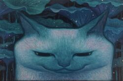 Rule 34 | animal, animal focus, cat, closed mouth, commentary, english commentary, highres, karin hosono, looking at viewer, no humans, original, painting (medium), portrait, realistic, solo, straight-on, traditional media