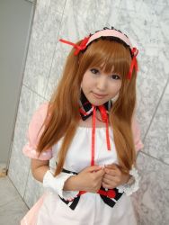 Rule 34 | apron, asahina mikuru, cosplay, hair ribbon, moeka (cosplayer), photo (medium), ribbon, suzumiya haruhi no yuuutsu, twintails