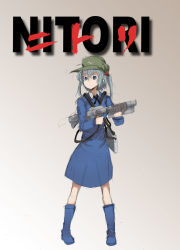 Rule 34 | 1girl, akira (manga), character name, female focus, gun, kawashiro nitori, mieharu, parody, solo, touhou, two side up, weapon