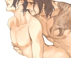 Rule 34 | 2boys, abs, anal, ass, facial hair, final fantasy, final fantasy xv, gladiolus amicitia, highres, male focus, male penetrated, multiple boys, muscular, noctis lucis caelum, nude, pectorals, sex, tattoo, yaoi