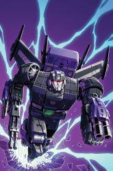 Rule 34 | 1boy, arm cannon, autobot, casey w. coller, comic cover, commentary, cover, cover page, english commentary, flying, gun, highres, holding, holding gun, holding weapon, jetfire, joana lafuente, looking ahead, mecha, mechanical wings, no humans, red eyes, robot, science fiction, scowl, solo, transformers, transformers shattered glass, weapon, wings