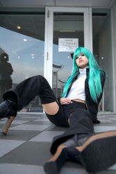 Rule 34 | aqua hair, character request, cosplay, highres, photo (medium), platform footwear, source request, model request, thighhighs