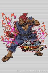 Rule 34 | 1boy, teeth, beads, black sclera, clenched hand, colored sclera, copyright name, dark skin, dark-skinned male, fighting stance, full body, akuma (street fighter), male focus, muscular, official art, prayer beads, red eyes, red hair, sandals, sleeveless, solo, street fighter, tekken, tekken 7, toes, topknot, yamashita shun&#039;ya