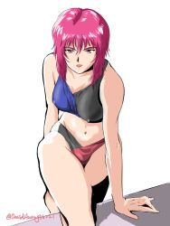 artist_name bikini gundam haman_karn navel pink_hair short_hair swimsuit wet wet_hair zeta_gundam zz_gundam