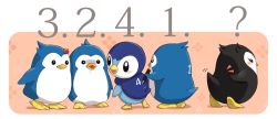 Rule 34 | 10s, ?, bird, bow, buizelbuibui, creatures (company), crossover, esmeralda (mawaru penguindrum), esmerelda (mawaru penguindrum), game freak, gen 4 pokemon, look-alike, mawaru penguindrum, nintendo, no humans, odd one out, penguin, penguin 1-gou, penguin 2-gou, penguin 3-gou, piplup, pokemon, pokemon (creature), saliva