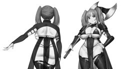 Rule 34 | 1girl, armor, ass, axe, battle axe, bra, breasts, gongba laoge, highres, large breasts, original, partially visible vulva, robe, shoulder armor, thighhighs, thong, twintails, underwear, weapon