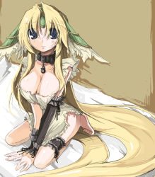 Rule 34 | 1girl, absurdly long hair, apron, bad id, bad pixiv id, blonde hair, breasts, endou chihiro, large breasts, long hair, looking at viewer, naked apron, riesz, seiken densetsu, seiken densetsu 3, solo, square enix, very long hair