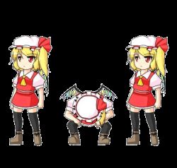 Rule 34 | 6+girls, animated, animated gif, blonde hair, female focus, flandre scarlet, hat, lowres, multiple girls, niconico, one side up, parody, red eyes, side ponytail, thighhighs, touhou, transparent background, urushi, wings