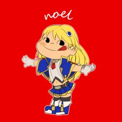 Rule 34 | 1girl, :q, bad id, bad pixiv id, black thighhighs, blazblue, blazblue: chronophantasma, blue footwear, blush stickers, boots, capelet, chibi, gloves, hair ornament, hyakuhachi (over3), long hair, navel, noel vermillion, pleated skirt, red background, skirt, solo, thighhighs, tongue, tongue out, white gloves, zettai ryouiki