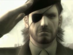 Rule 34 | 3d, animated, animated gif, beard, big boss, crying, eyepatch, facial hair, hat, lowres, male focus, metal gear (series), metal gear solid 3: snake eater, salute, tears