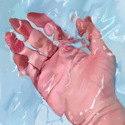 Rule 34 | 1other, bubble, caustics, hand focus, highres, open hand, original, photorealistic, realistic, refrigerator interior, solo, submerged, sunlight, water, yasuta kaii32i