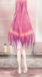 Rule 34 | 10s, bath, bathroom, censored, claire rouge, convenient censoring, from behind, highres, long hair, nude, red hair, screencap, seirei tsukai no blade dance, showering, solo, very long hair