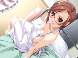 Rule 34 | apron, blush, breasts, glasses, nude, short hair