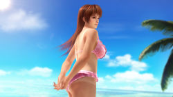 Rule 34 | 1girl, 3d, ass, bikini, breasts, dead or alive, dead or alive xtreme 3 fortune, female focus, highres, kasumi (doa), large breasts, official art, official wallpaper, outdoors, sky, solo, swimsuit, tagme, wallpaper