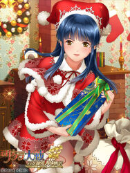 Rule 34 | 1girl, bell, blunt bangs, blunt ends, blunt sidelocks, blush, boots, brick, candle, capelet, chimney, christmas, christmas ornaments, christmas stocking, christmas wreath, collar, commentary, copyright name, copyright notice, english text, fire, floral print, game cg, hat, indoors, jacket, jester cap, lips, logo, long sleeves, mikoshiba matsuri, neck, neck ribbon, official art, open mouth, picture frame, polka dot, pom pom (clothes), puffy collar, puffy sleeves, red capelet, red footwear, red jacket, red ribbon, red skirt, red sleeves, ribbon, rose print, sack, santa hat, sega, skirt, snowflake print, solo, sparkle, straight hair, table, white collar, wreath, yellow eyes, yuasa tsugumi