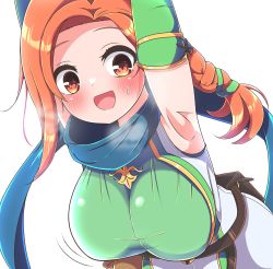 Rule 34 | 1girl, absurdres, armpits, asage (asgsn), asymmetrical bangs, bag, blush, breasts, cath (fire emblem), fire emblem, fire emblem: the binding blade, heavy breathing, highres, large breasts, leather belt, looking at viewer, motion lines, nintendo, open mouth, orange eyes, orange hair, ponytail, satchel, scarf, solo, upper body