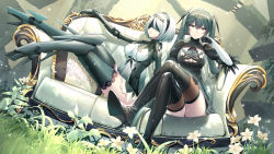 Rule 34 | 2b (nier:automata), alternate costume, black footwear, black hair, black legwear, blindfold, boots, breasts, cleavage, closed mouth, clothing cutout, cosplay, costume switch, dress, eyelashes, feather trim, gloves, hair ornament, hairband, high heel boots, high heels, highres, lips, long hair, long sleeves, looking at viewer, lucia: dawn (punishing: gray raven), lucia (punishing: gray raven), mole, mole under mouth, nier:automata, nier (series), prosthesis, prosthetic arm, prosthetic leg, puffy sleeves, punishing: gray raven, short hair, silveroid, thigh boots, thighhighs, twintails, white hair