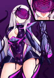 Rule 34 | 1girl, absurdres, armor, body markings, breasts, corruption, covered navel, dark persona, fate/grand order, fate (series), faulds, gloves, highres, long hair, looking at viewer, mask, mastersprouts, melusine (fate), mind control, open mouth, pubic tattoo, pussy juice, shiny clothes, sidelocks, slime (substance), small breasts, smile, solo, tattoo, thighs, white hair
