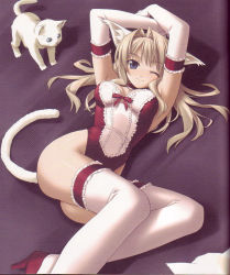 Rule 34 | animal ears, cat, cat ears, elbow gloves, film grain, gloves, hashimoto takashi, solo, thighhighs